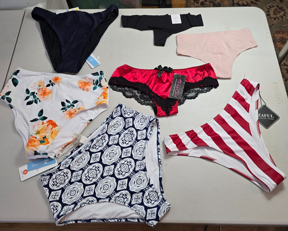 Colorful Swim & Thong Bundle Women's S 7 Pieces 4 Swim / 3 Thong NWT